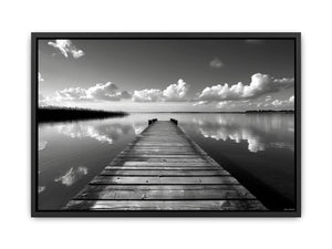 Black and white pier landscape