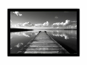 Black and white pier landscape