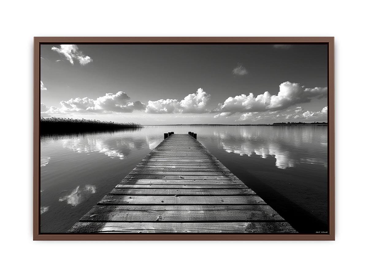 Black and white pier landscape
