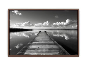 Black and white pier landscape