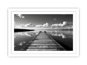 Black and white pier landscape