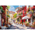 Colorful European cafe street Canvas Print