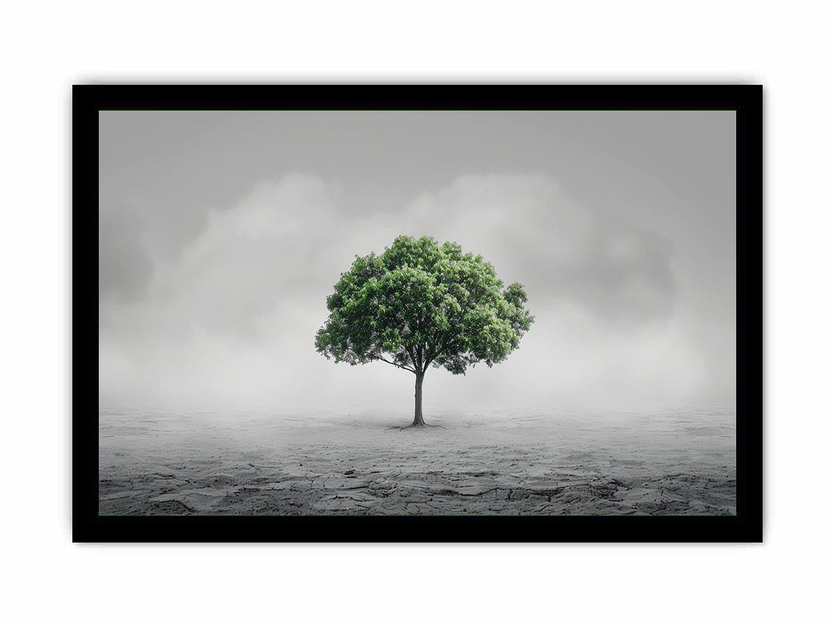 Minimal lone green tree Canvas Print