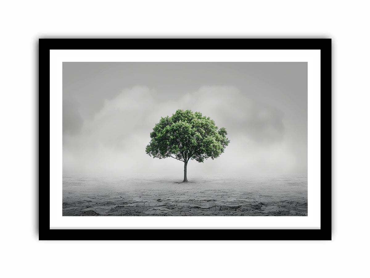 Minimal lone green tree Canvas Print