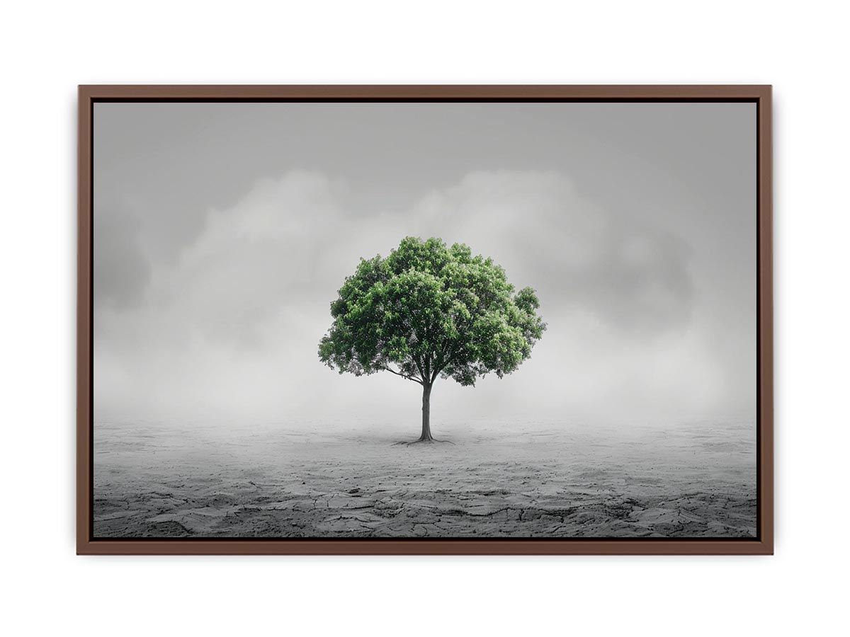 Minimal lone green tree Canvas Print