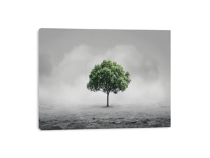 Minimal lone green tree Canvas Print
