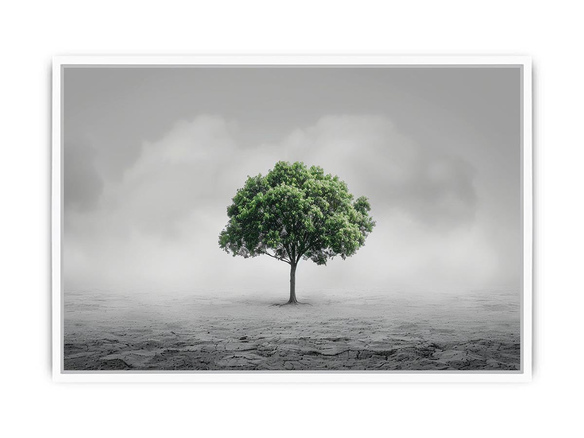 Minimal lone green tree Canvas Print