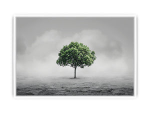 Minimal lone green tree Canvas Print