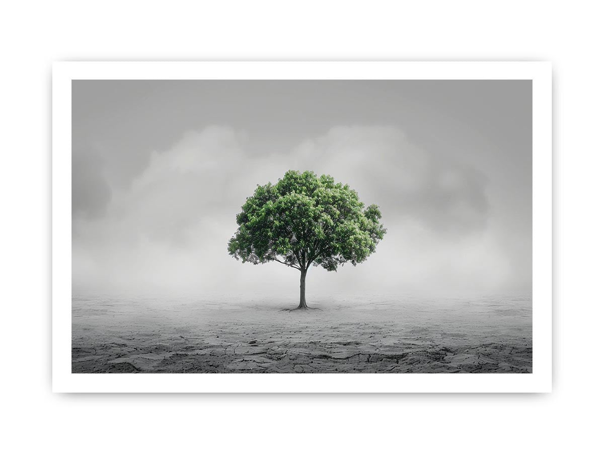 Minimal lone green tree Canvas Print