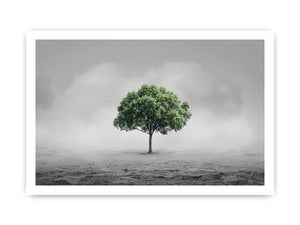 Minimal lone green tree Canvas Print