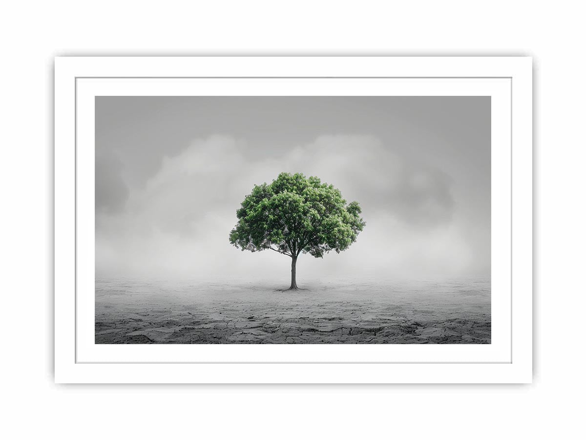 Minimal lone green tree Canvas Print