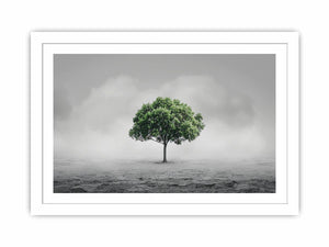 Minimal lone green tree Canvas Print