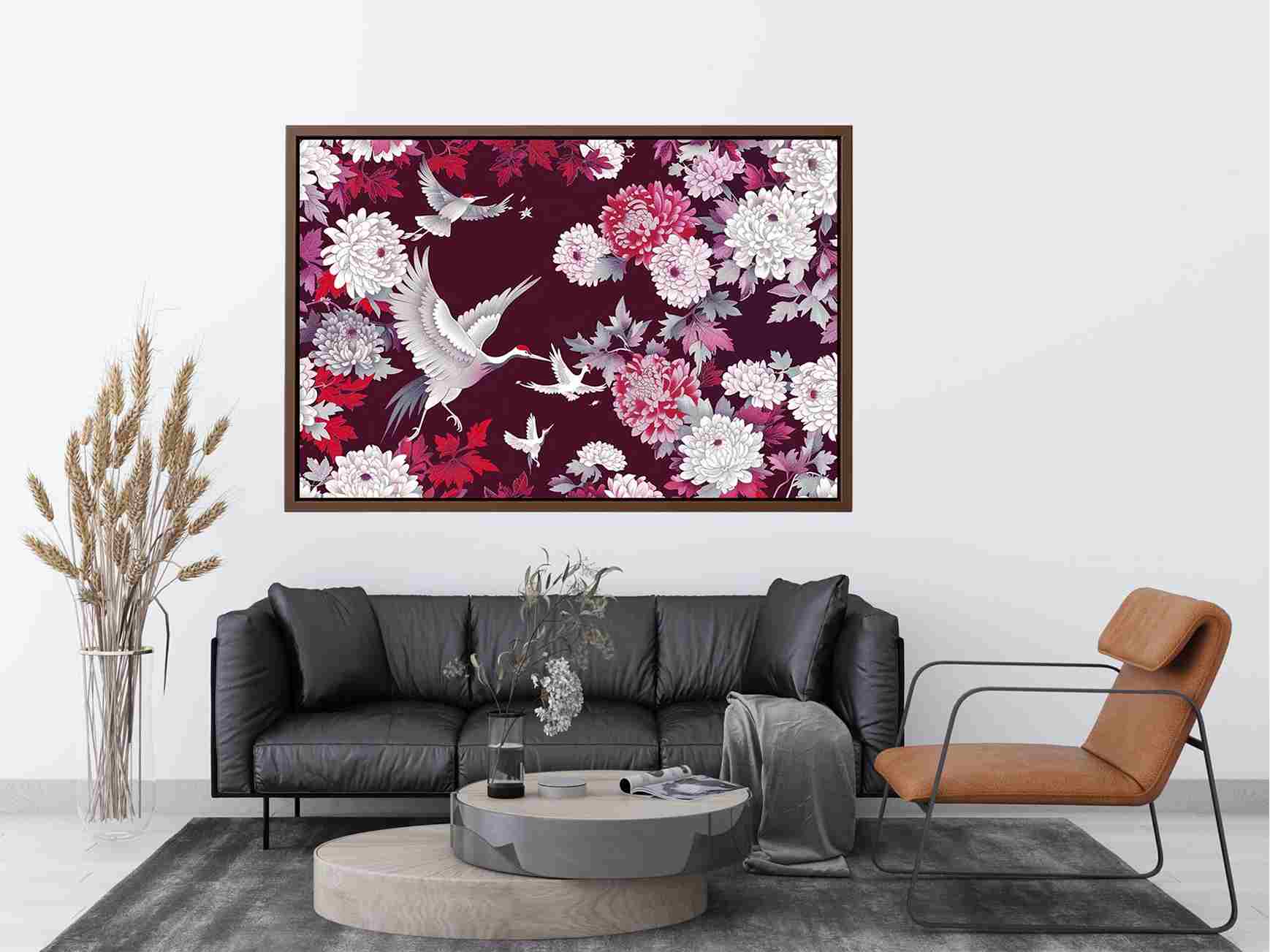 crane floral Canvas Print