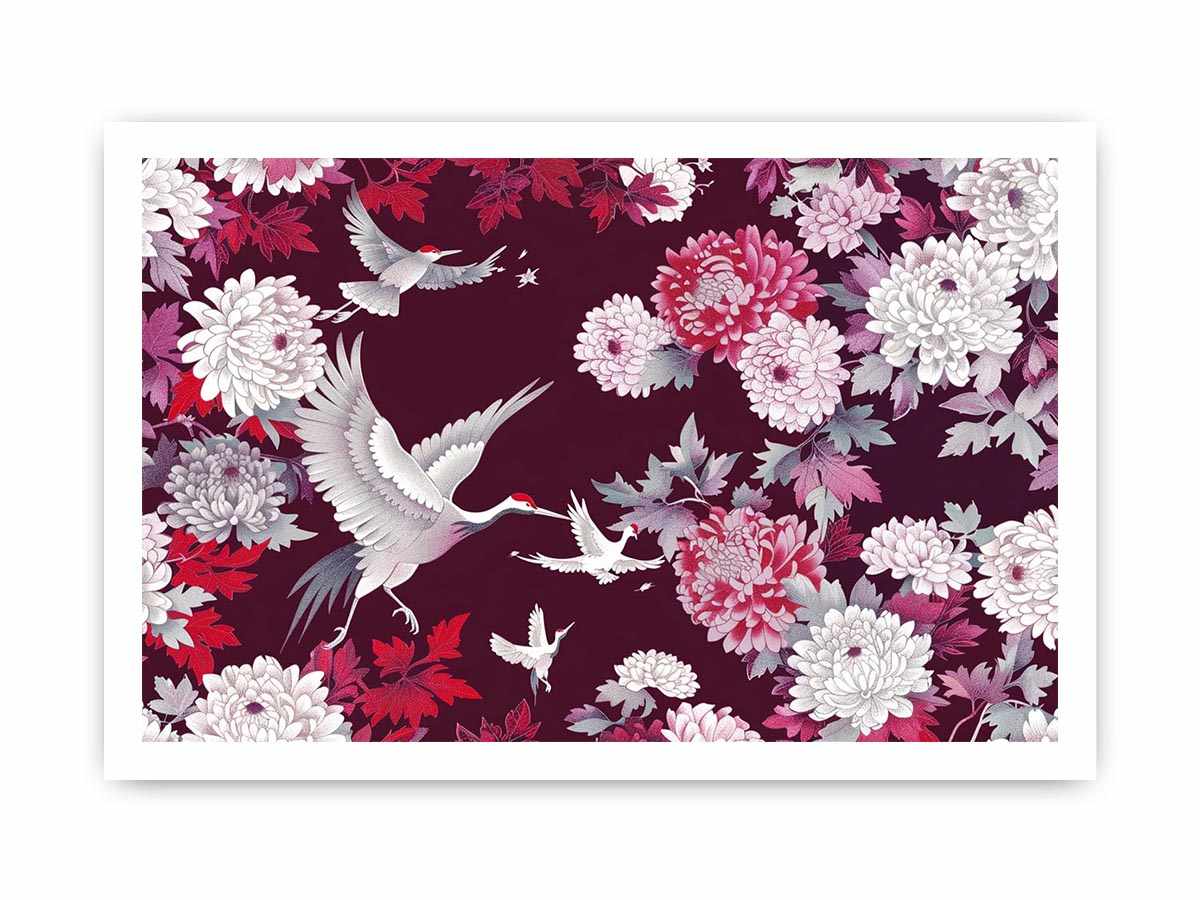 crane floral Canvas Print