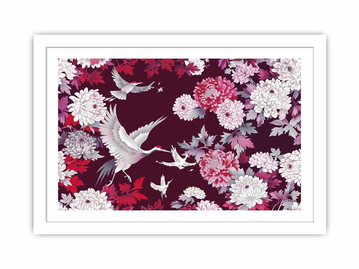 crane floral Canvas Print