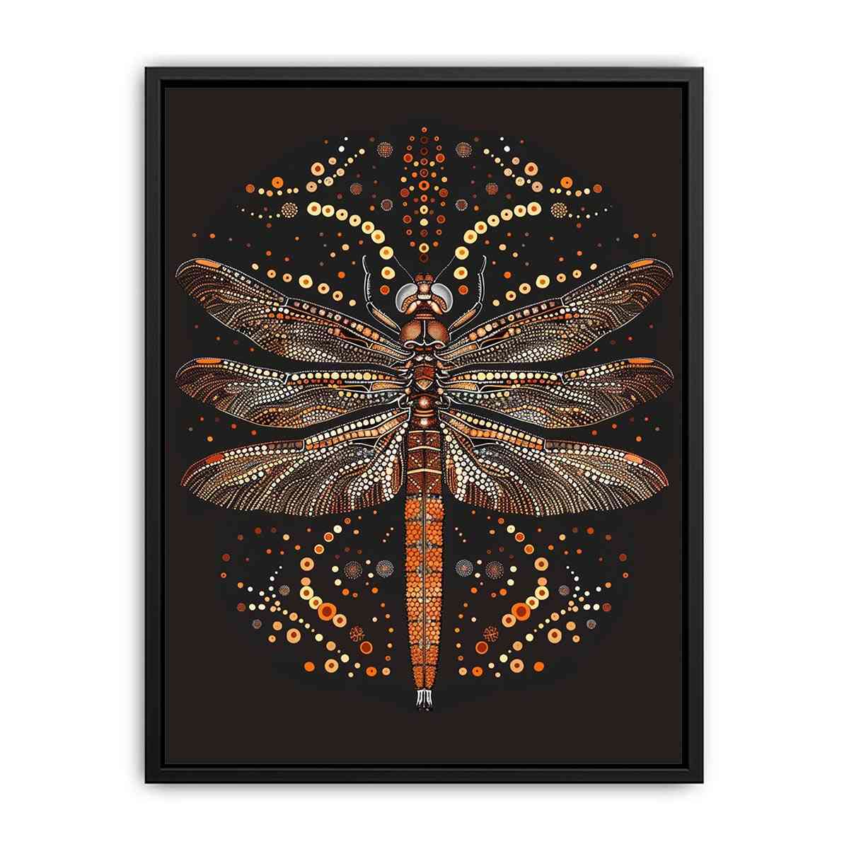 Bold dragonfly Canvas Print with copper dot detail