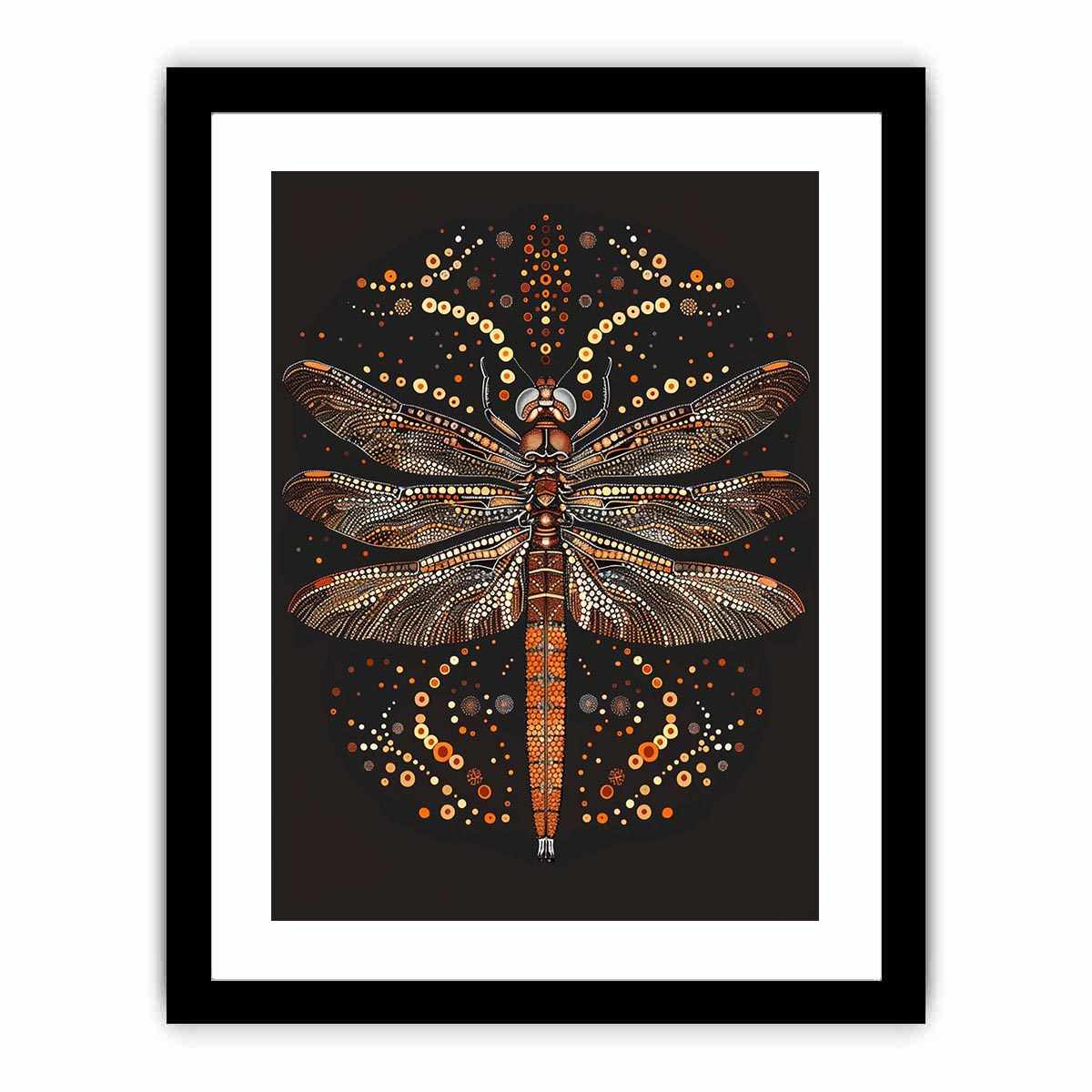 Bold dragonfly Canvas Print with copper dot detail