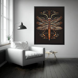 Bold dragonfly Canvas Print with copper dot detail