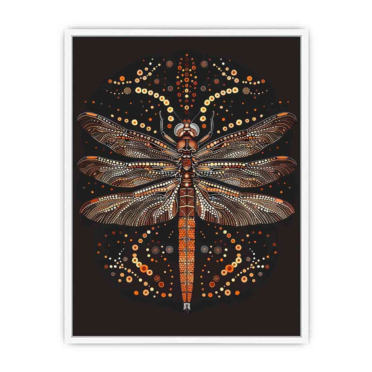 Bold dragonfly Canvas Print with copper dot detail