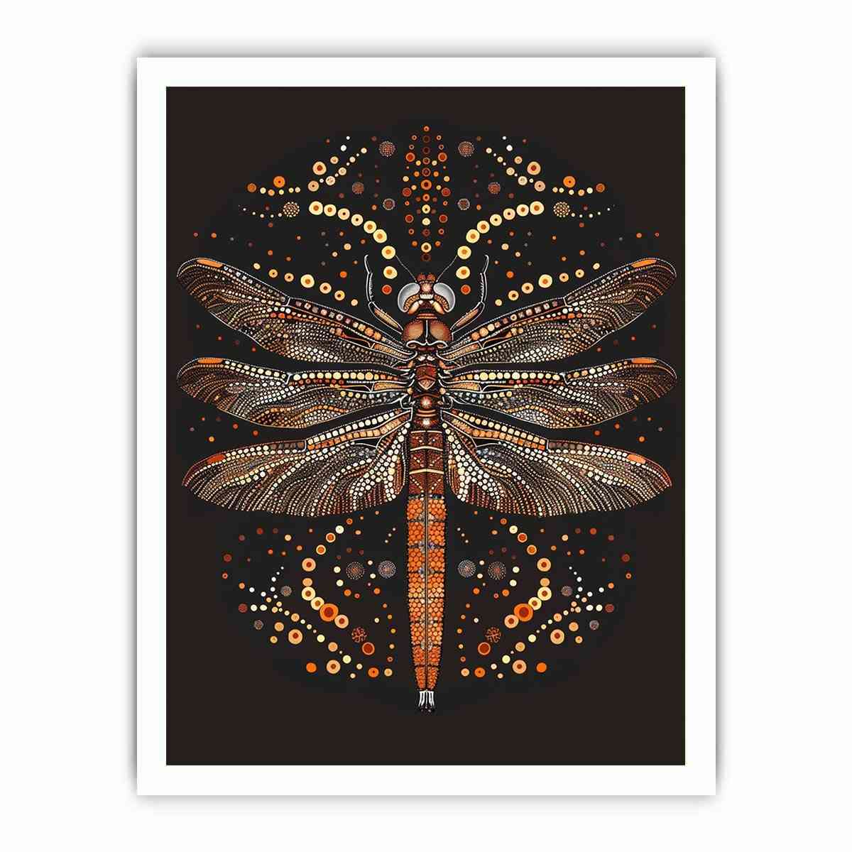 Bold dragonfly Canvas Print with copper dot detail