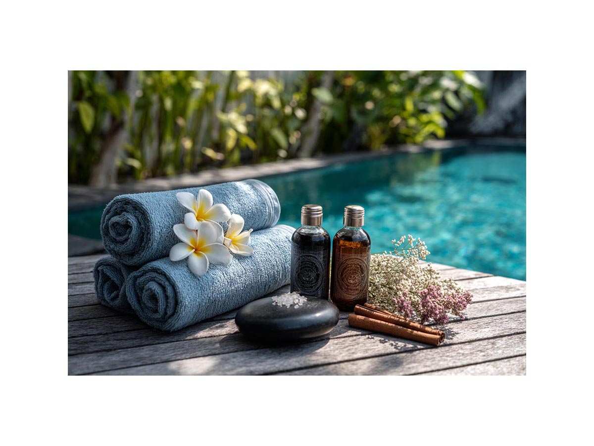 Spa towel and poolside canvas