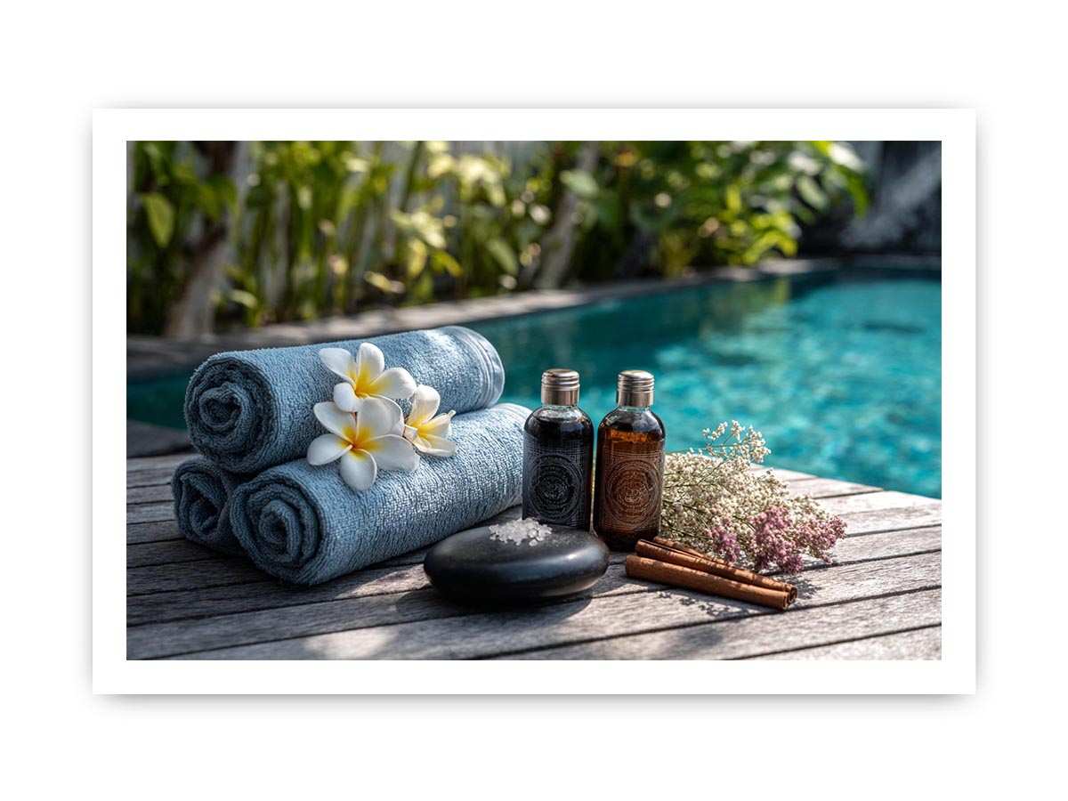 Spa towel and poolside canvas