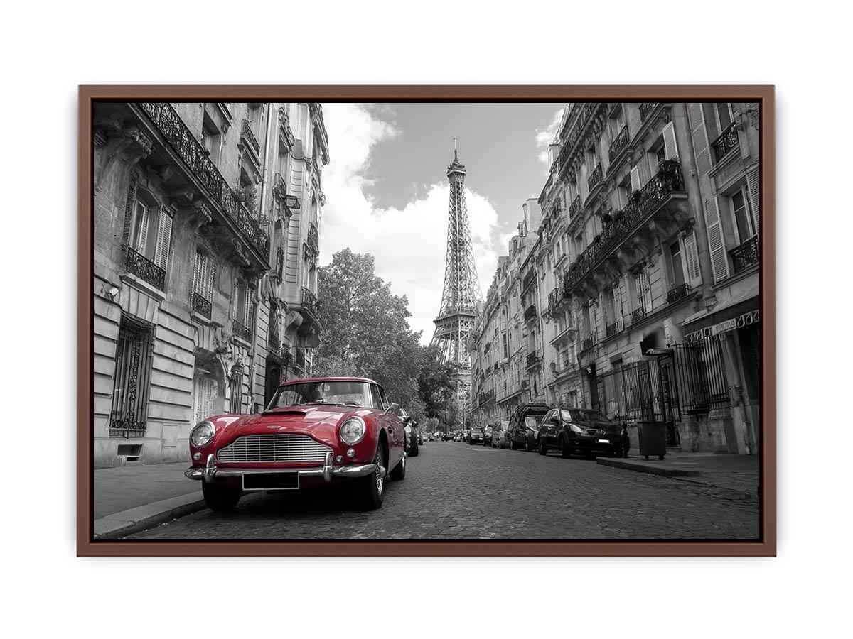 Black and white Paris Canvas Print with red car