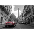Black and white Paris Canvas Print with red car