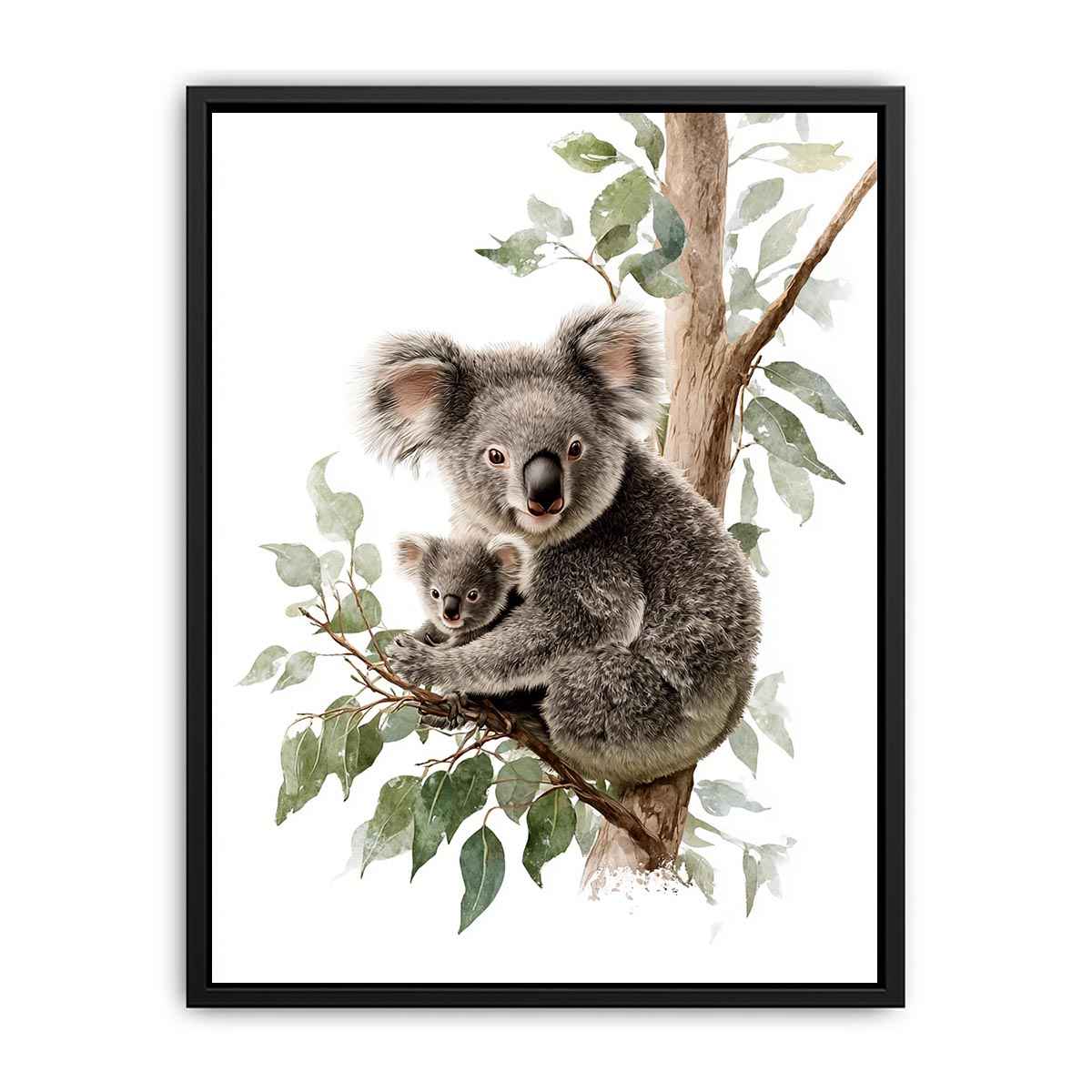 Watercolor koala and baby Canvas Print
