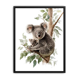 Watercolor koala and baby Canvas Print