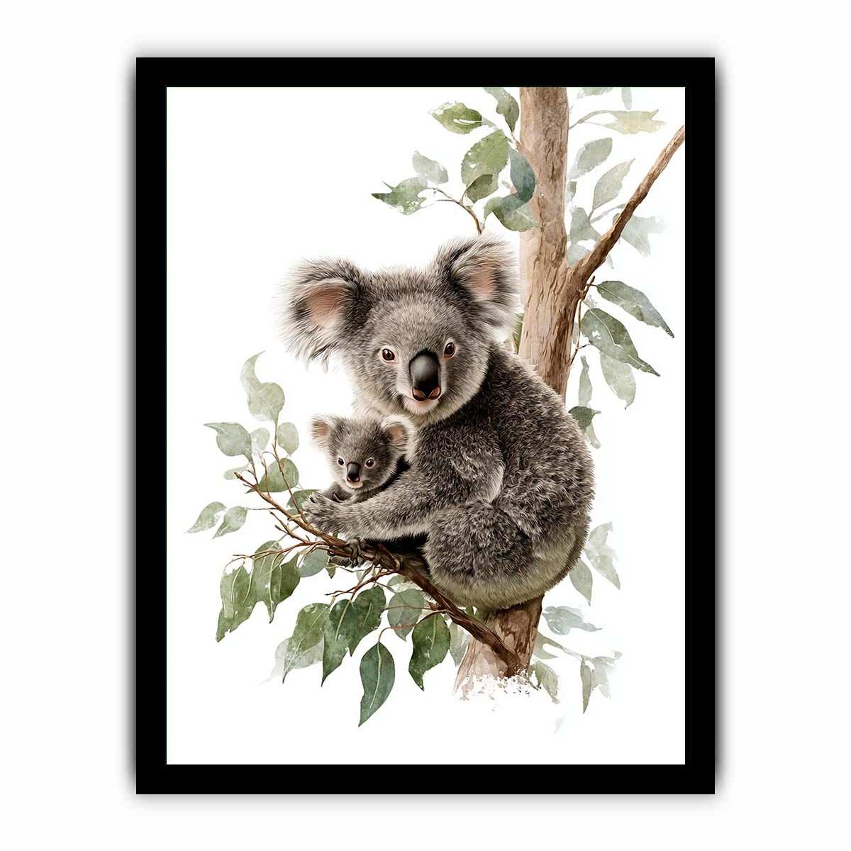 Watercolor koala and baby Canvas Print
