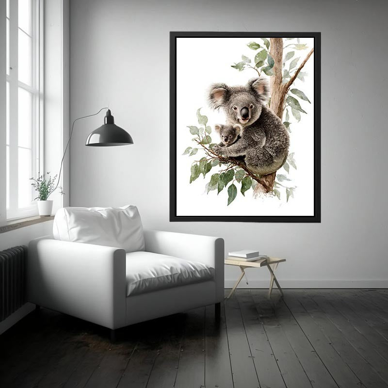 Watercolor koala and baby Canvas Print
