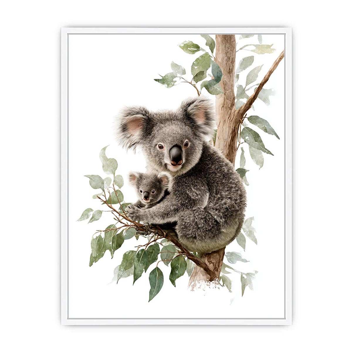 Watercolor koala and baby Canvas Print