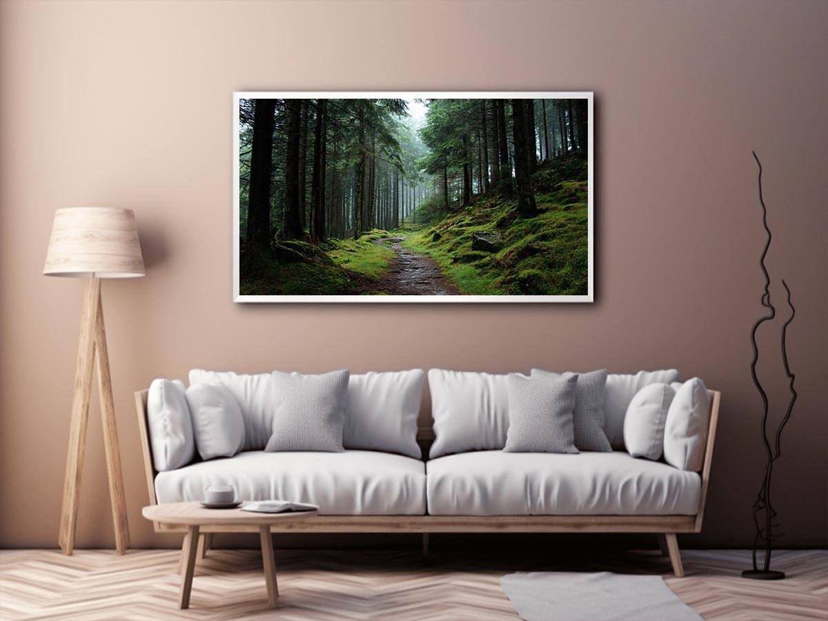 Misty forest path canvas