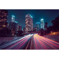 Night city light trail canvas