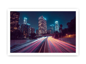 Night city light trail canvas