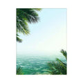 Minimal coastal ocean Canvas Print with palm leaves