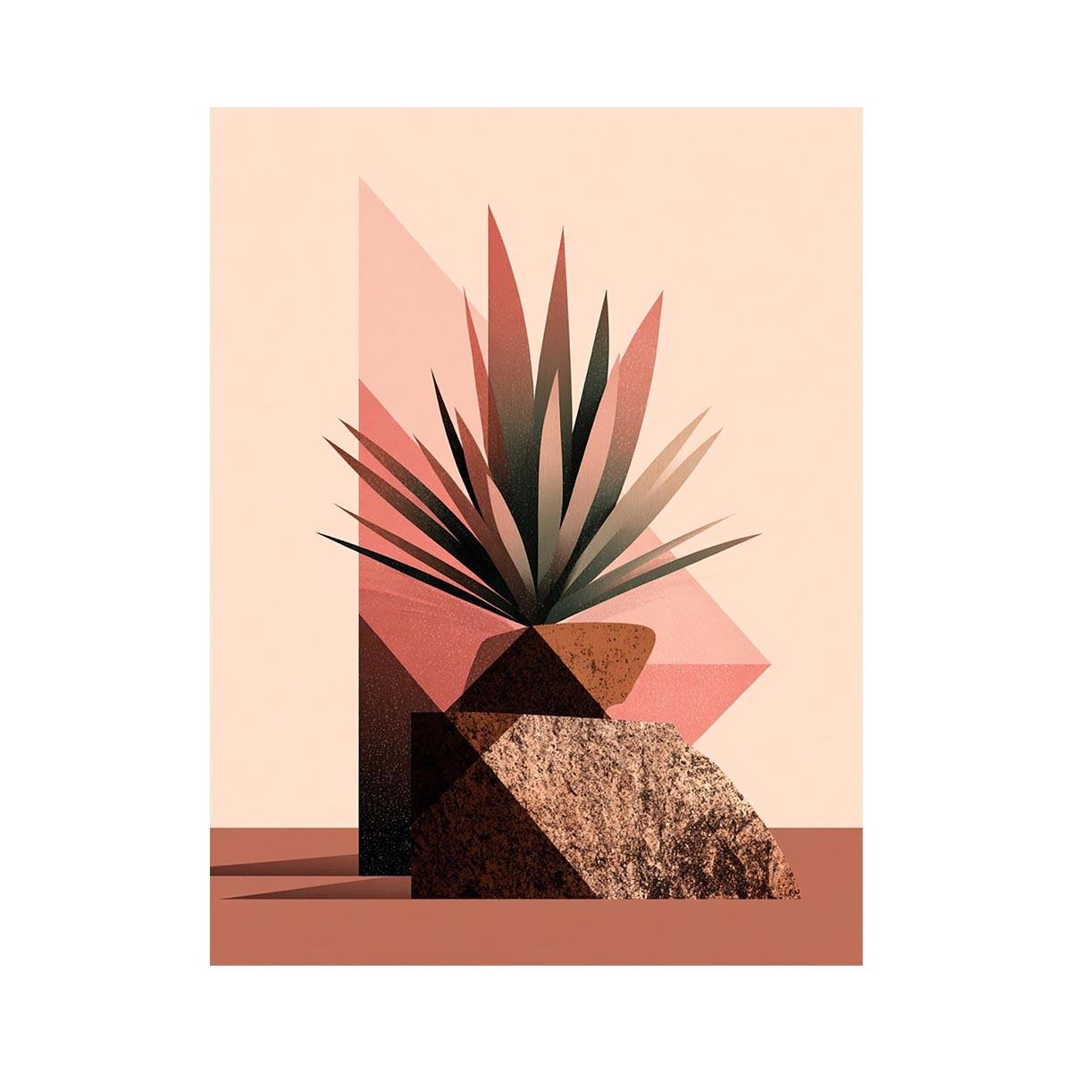 Earth tone geometric plant Canvas Print
