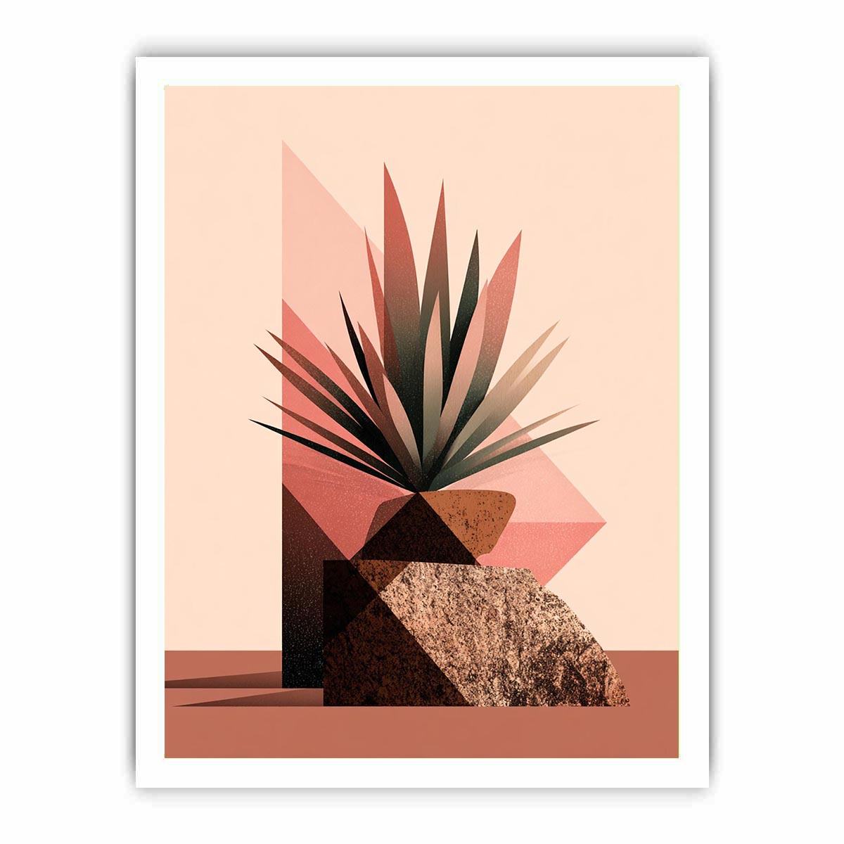 Earth tone geometric plant Canvas Print