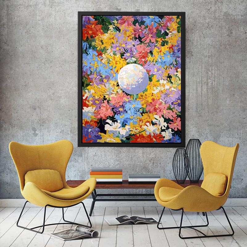 Colorful floral moon Canvas Print