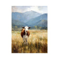Cow pasture Canvas Print with mountains