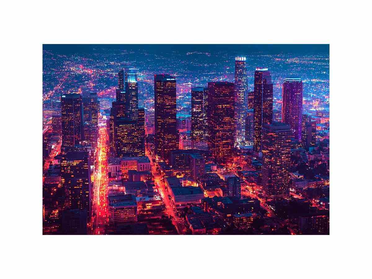 Night city skyline Canvas Print