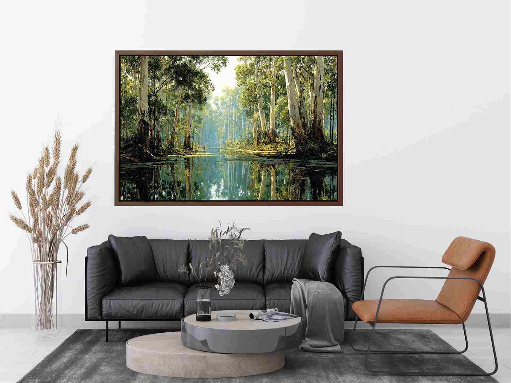Serene forest river landscape Canvas Print