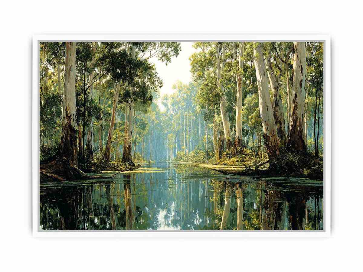 Serene forest river landscape Canvas Print