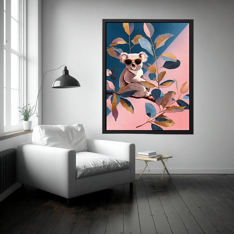 Cute koala illustration Canvas Print with sunglasses