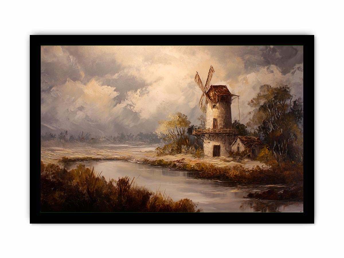 Rustic windmill landscape Canvas Print