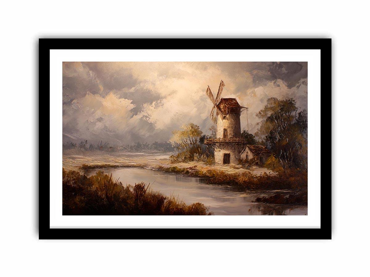 Rustic windmill landscape Canvas Print