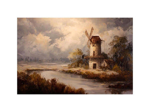 Rustic windmill landscape Canvas Print