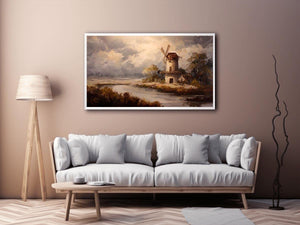 Rustic windmill landscape Canvas Print