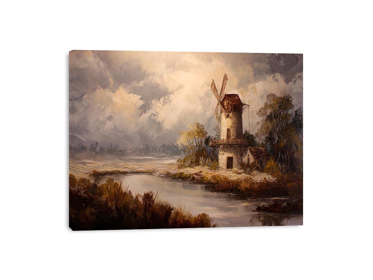 Rustic windmill landscape Canvas Print